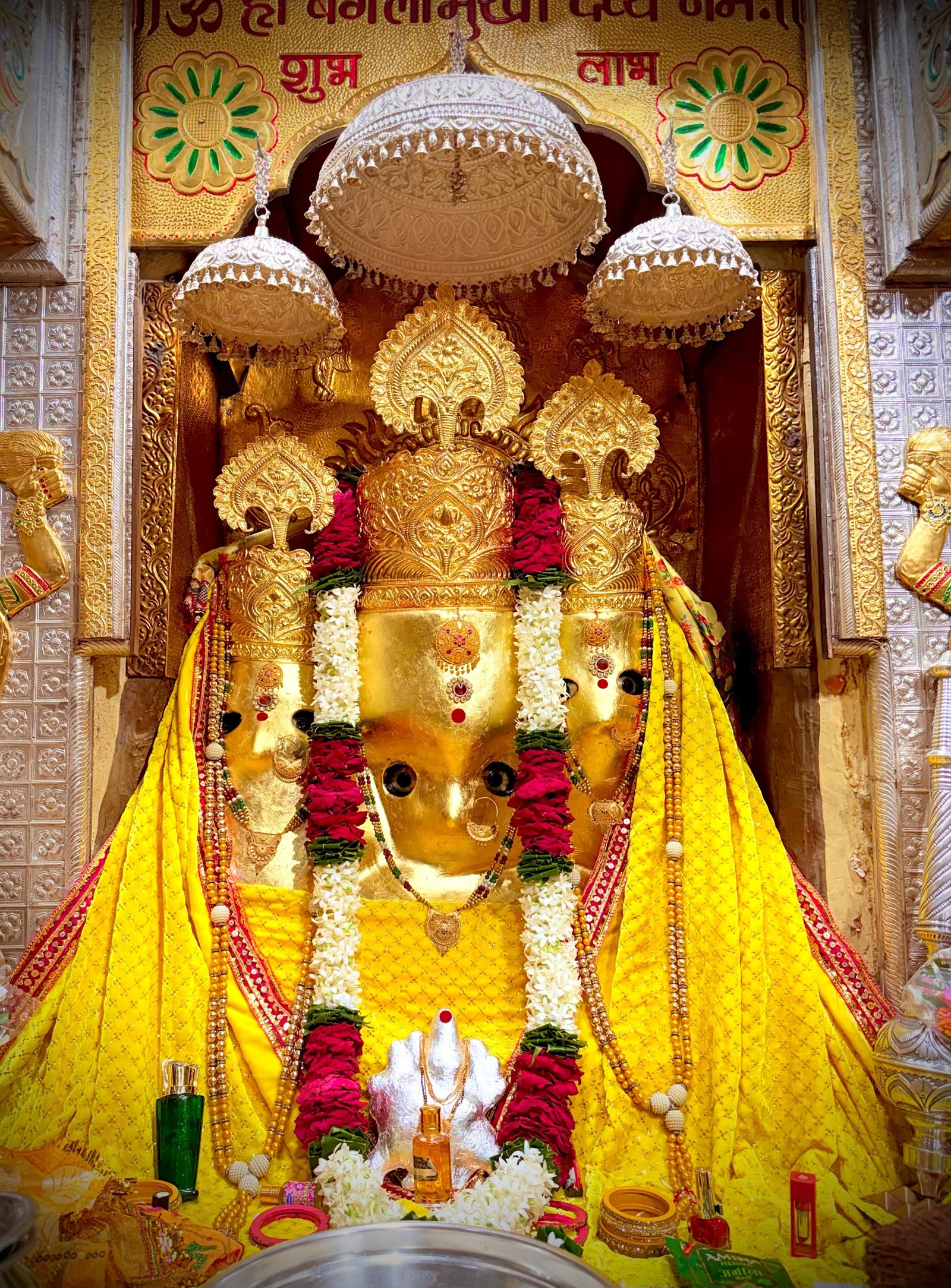 त्रिशक्ति स्वयंभू विग्रह — स्वर्ण श्रृंगार दर्शन